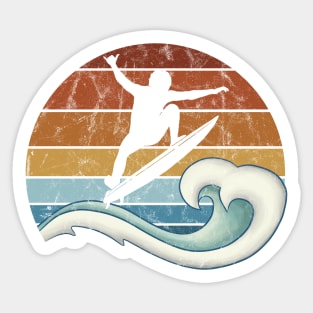 Retro Sunset Surfer Kick Out Aerial Surfing Sticker